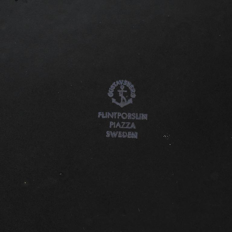 TALLRIKAR, 6+1 st, "Piazza", stengods, Stig Lindberg, Gustavsberg.