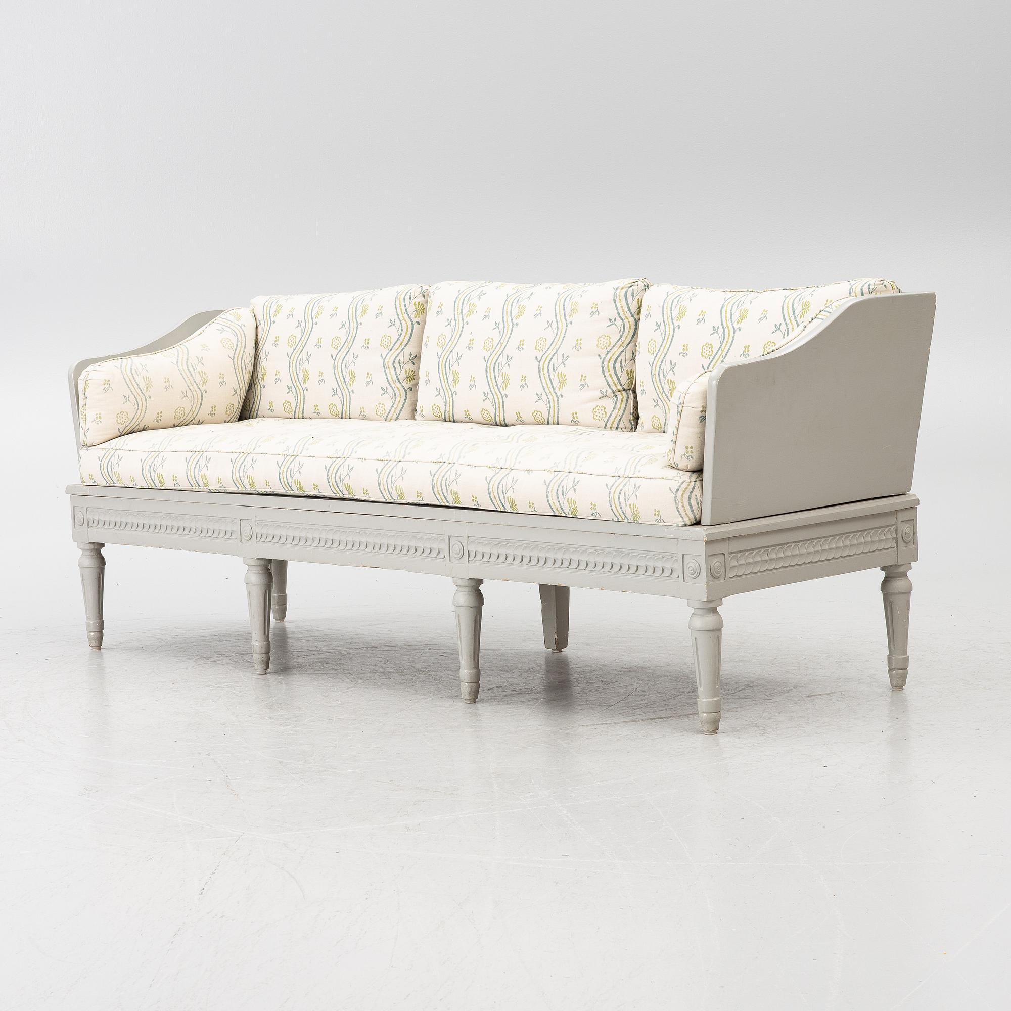 A Gustavian provincial work sofa, 18th century.