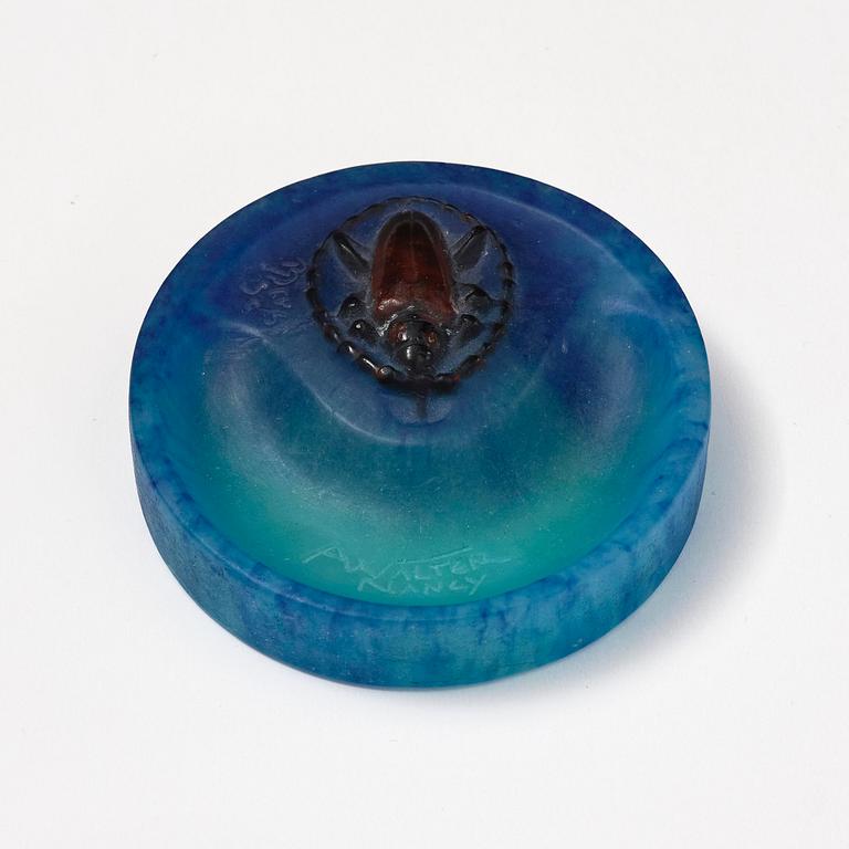 Almaric Walter, & Henri Bergé, a pâte de verre beetle ashtray, Nancy, France, early 20th century.