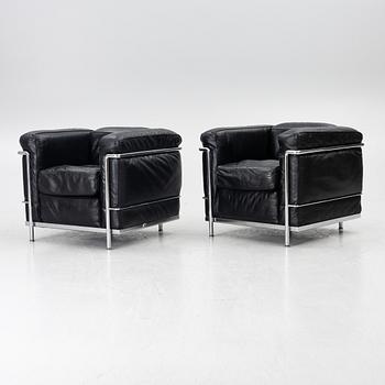 a pair of "LC2" armchairs, Cassina, second half of the 20th century.