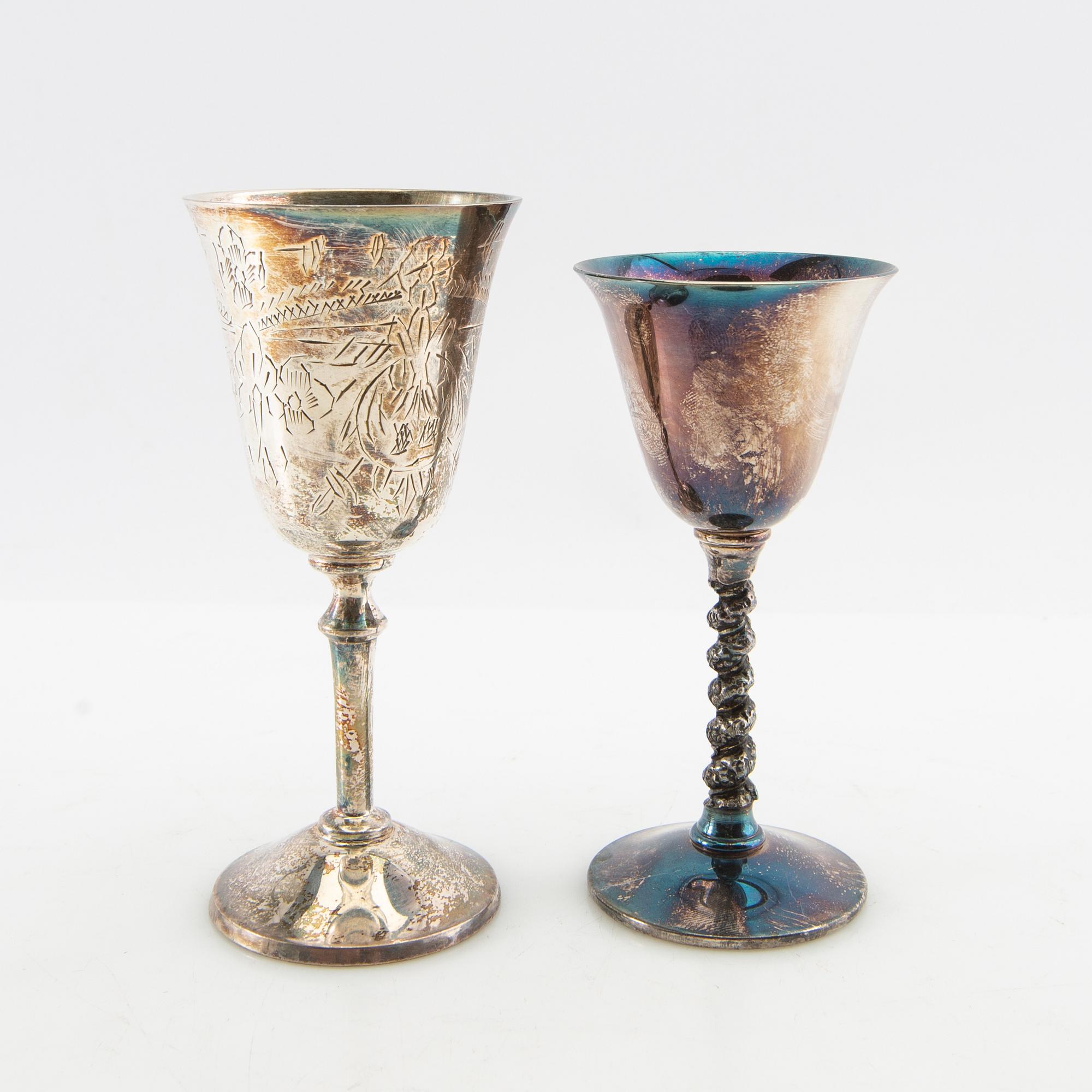 Cup 7+6 pcs first half of the 20th century, silver plate.