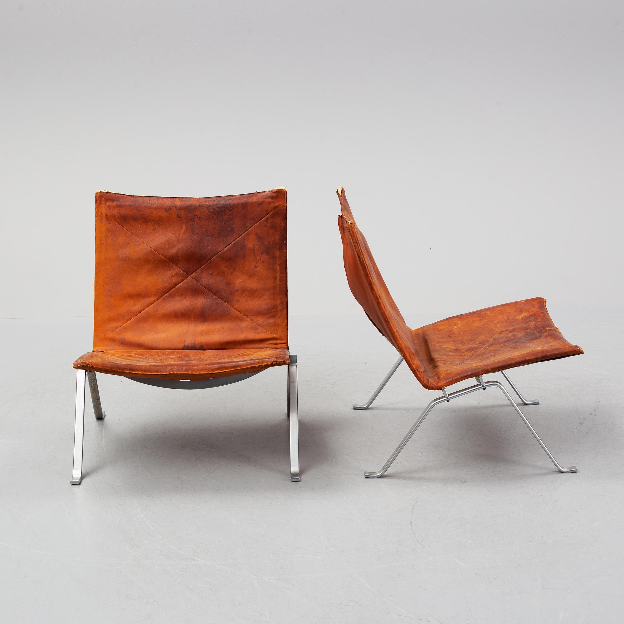 Poul Kjaerholm, a pair of 'PK 22' lounge chairs, E Kold Christensen, Denmark.