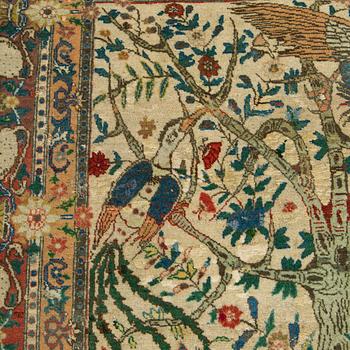 Matto, antiikki, figuraali, Täbris, Luoteis-Persia, n. 195 x 137 cm.