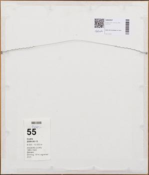 Anders Zorn, etsning, 1914, signerad.