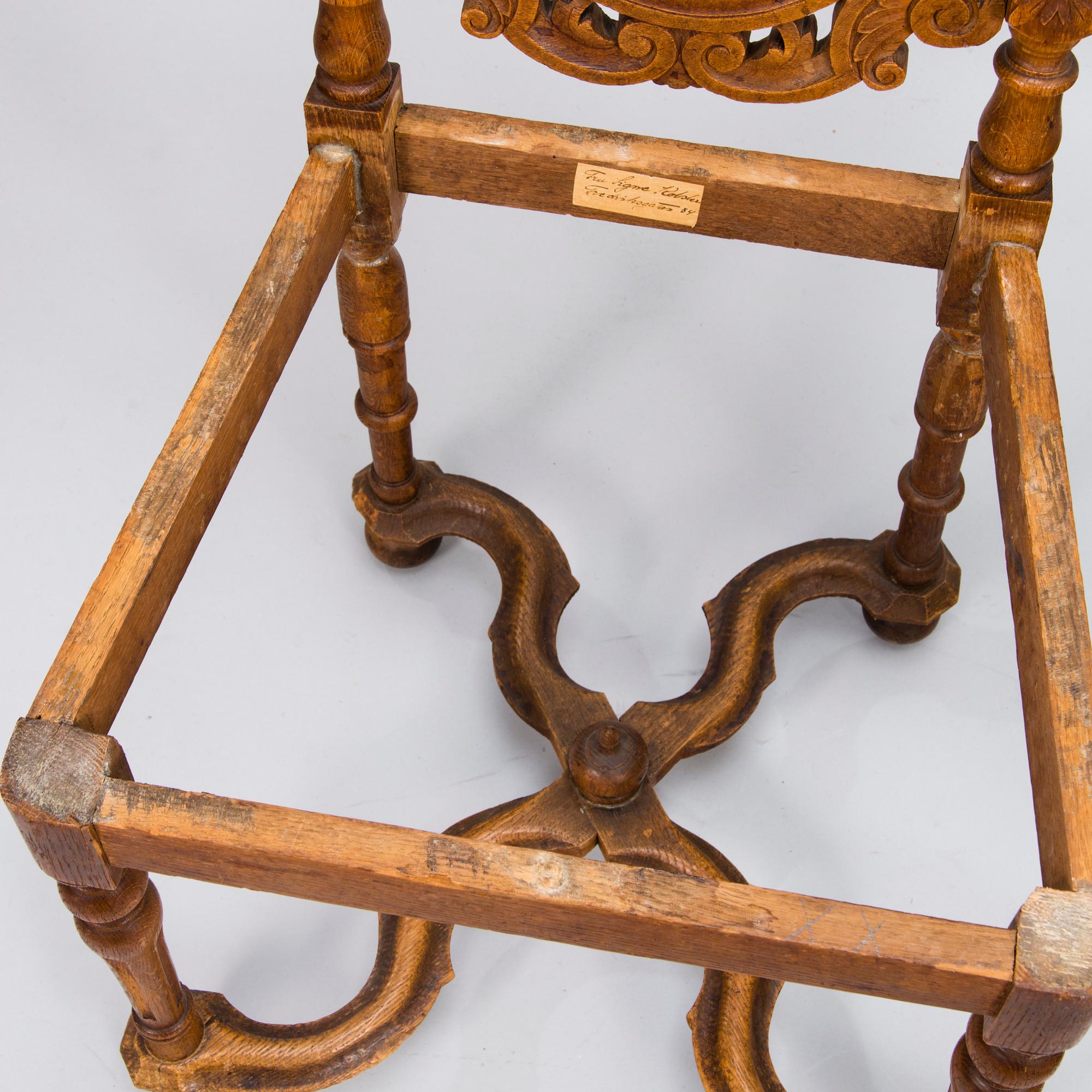 Six late 19th century neo-baroque chairs.