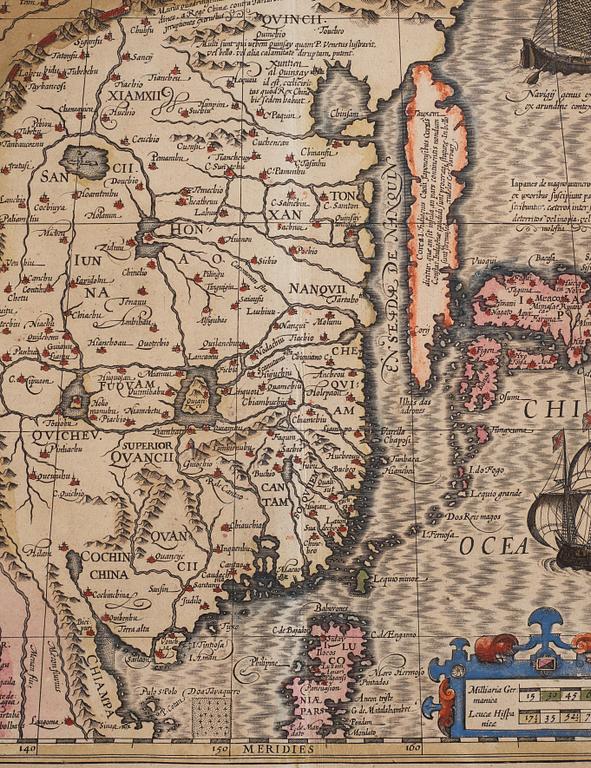 Map of China, after an original from 1606, by Jodocus Hondius.