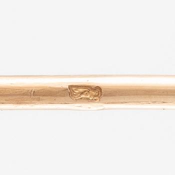 A brooch pin in the form of a beetle, 18K gold and silver with labradorite.