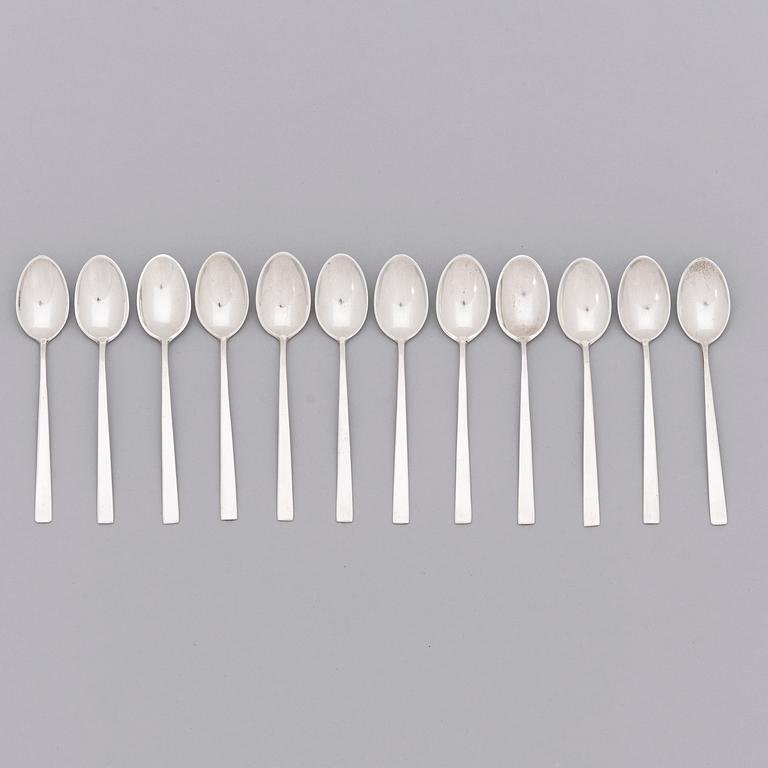 BERTEL GARDBERG, a 108-piece set of "Birgitta" silver cutlery, marked BG, Hopeatehdas oy, Helsinki 1956-61.