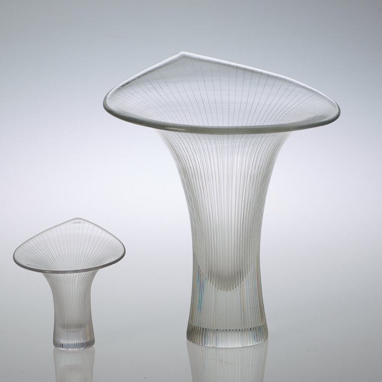 Two Tapio Wirkkala 'Kantarelli' glass vases, Iittala, Finland.