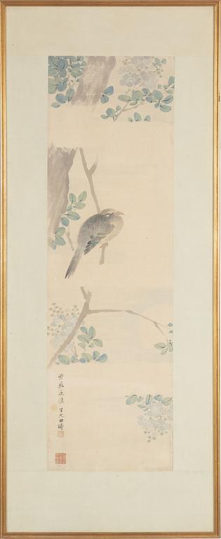 Two Chinese scroll paintings by unidentified artist, ink and colour on paper, 20th Century.