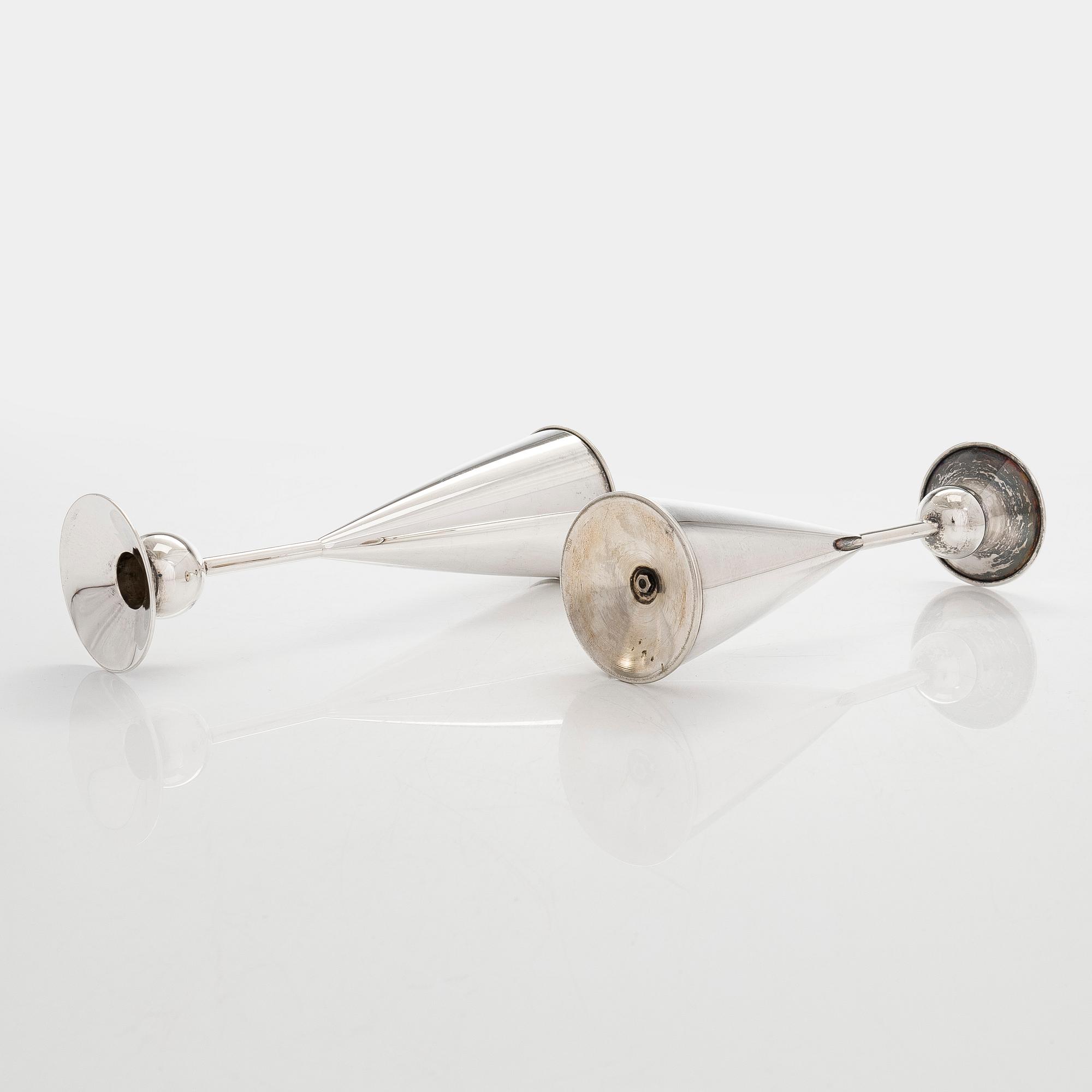 Kaj Blomqvist, A pair of  silver candlesticks, signed KB. Kultakeskus Hämeenlinna 1967.