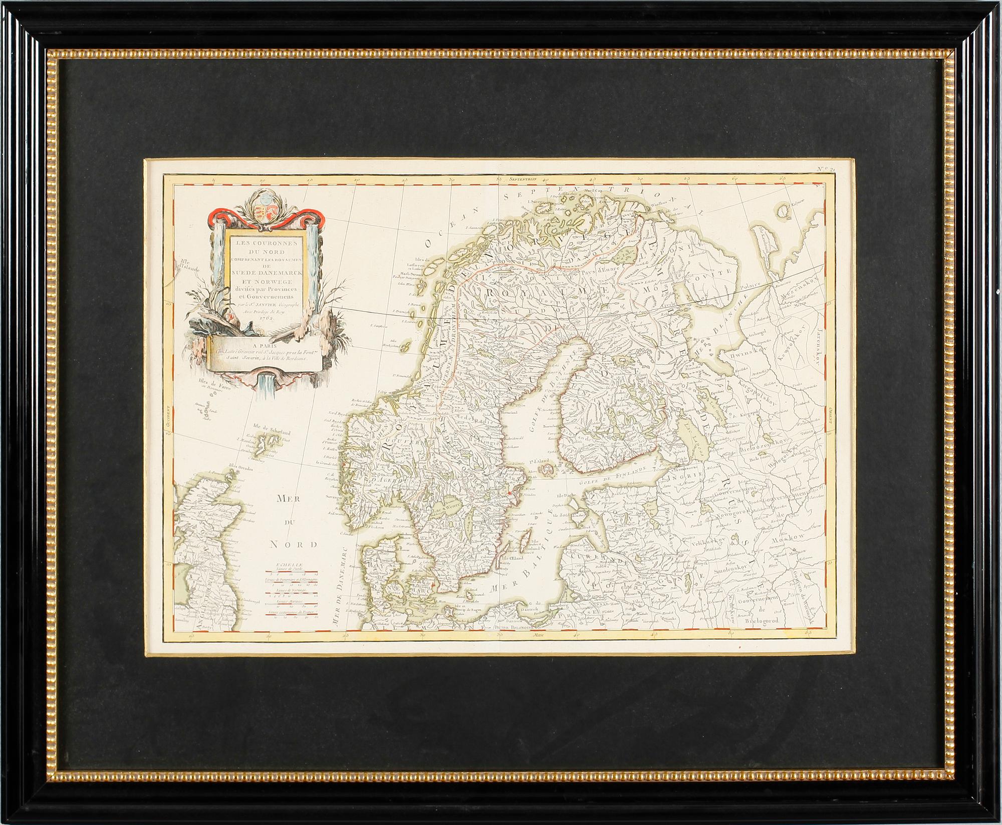 KOPPARSTICK, karta, kolorerad,  S Janvier, 1762.