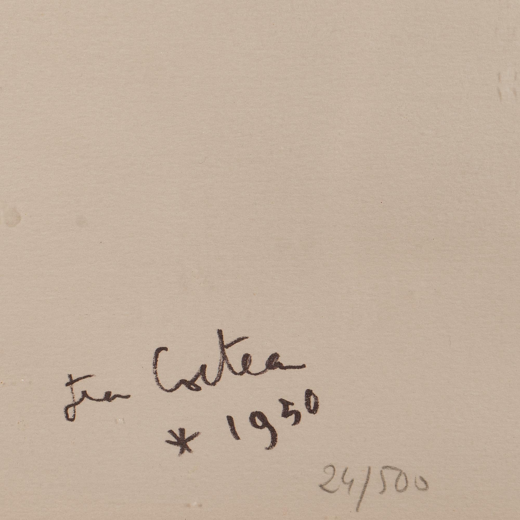 JEAN COCTEAU, efter. Litografi, signerad och daterad i plåt 1950. Numrerad 24/500.