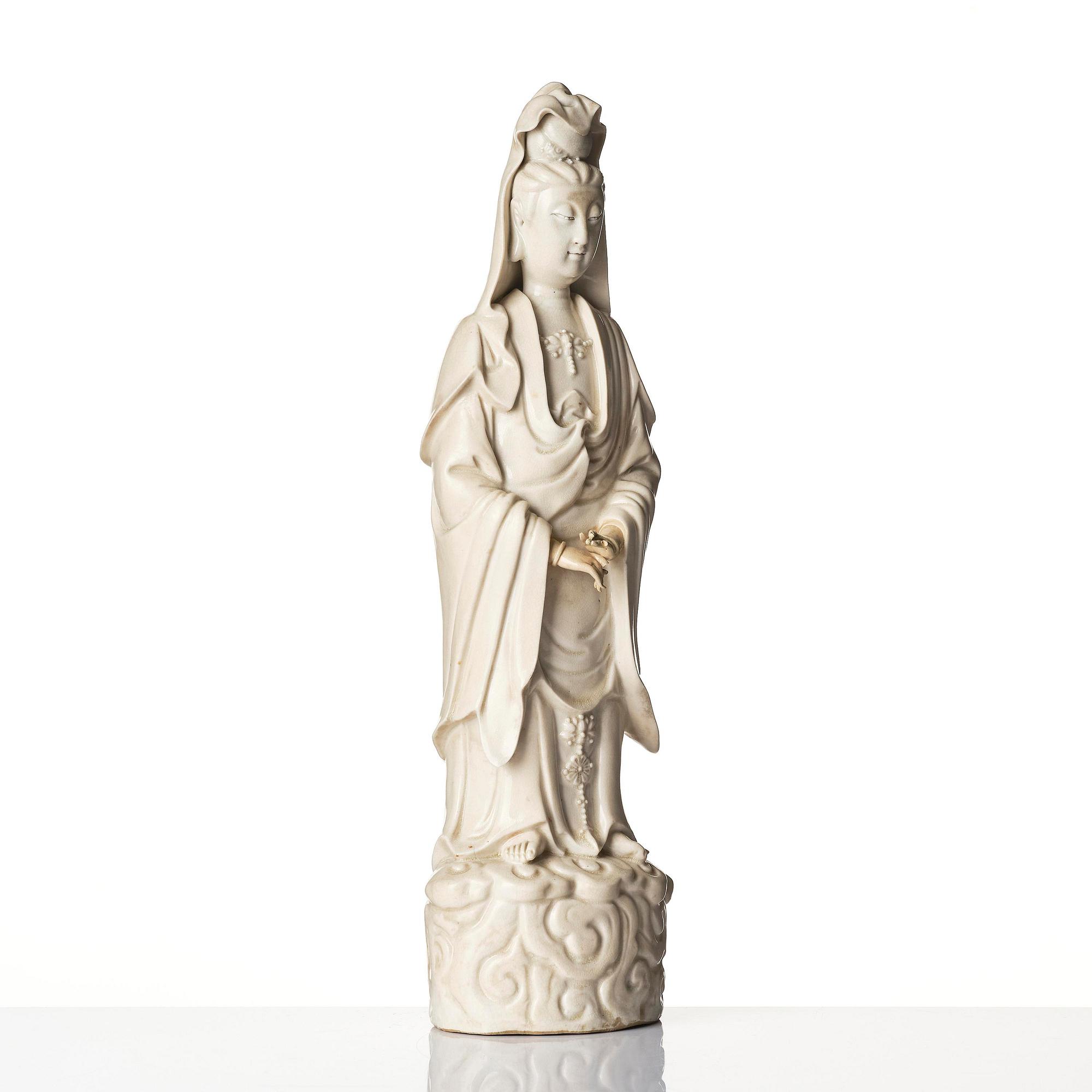 A blanc de chine figure of Guanyin, Qing dynasty.