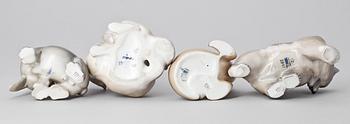 FIGURINER, 4 st, porslin, Royal Copenhagen, Danmark 1900-tal.
