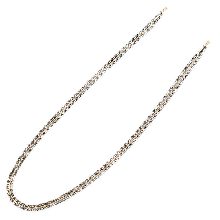 Ole Lyngaard, collier och armband silver och guld, med lås 18K guld med briljantslipade diamanter.