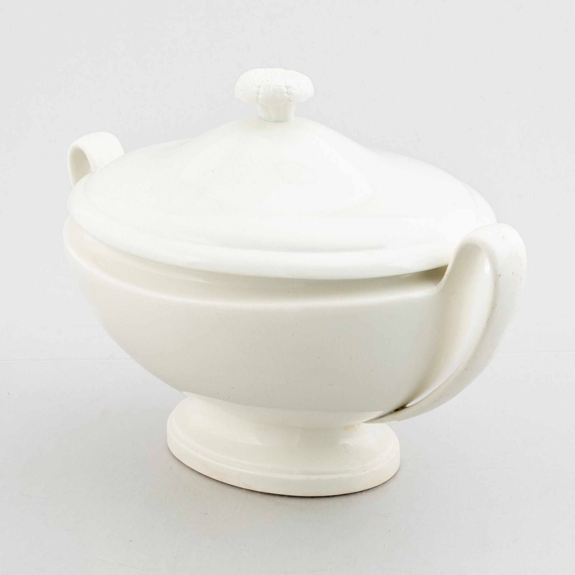 Terrin med lock, flintgods, Rörstrand, 1800-talets första hälft.