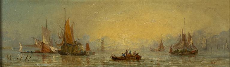 Adolphus Knell, Boats at anchor, a pair.