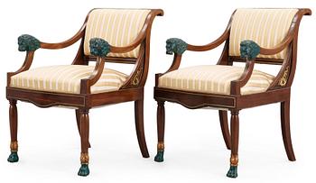 489. A set of five Empire 19th century chairs.