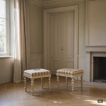 A pair of Gustavian style stools, 19th century.
