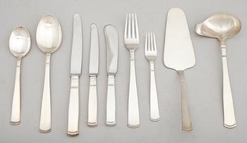 BESTICK, 64 delar, silver, Jacob Ängman, GAB, Stockholm 1980-tal. Vikt ca 2435 g.
