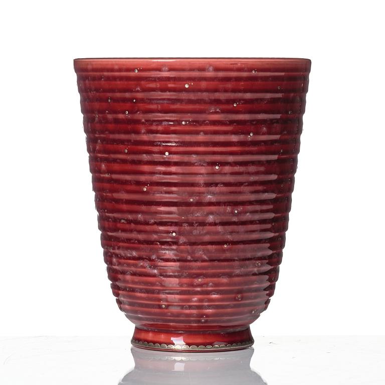 Wilhelm Kåge, Two Argenta stoneware vases and a bowl, Gustavsberg.
