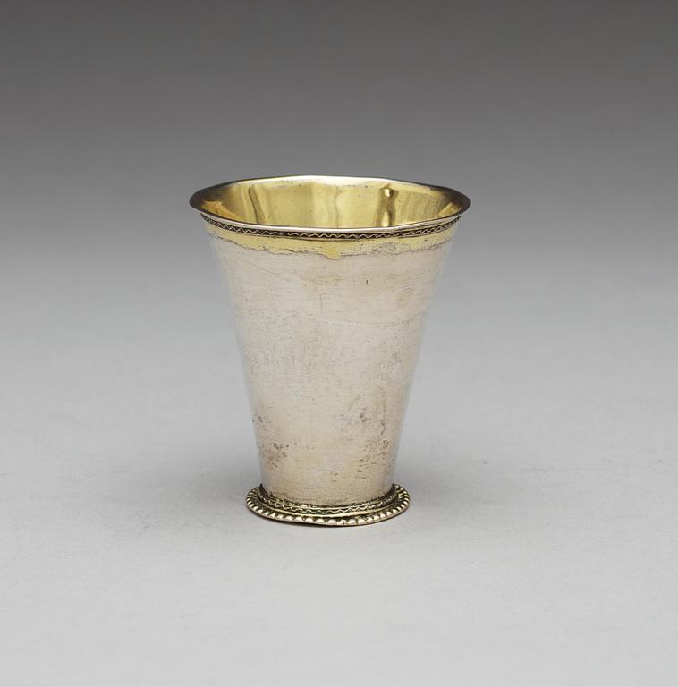 A Swedish 18th century parcel-gilt beaker, makers mark of Niclas Warneck, Karlstad 1742.