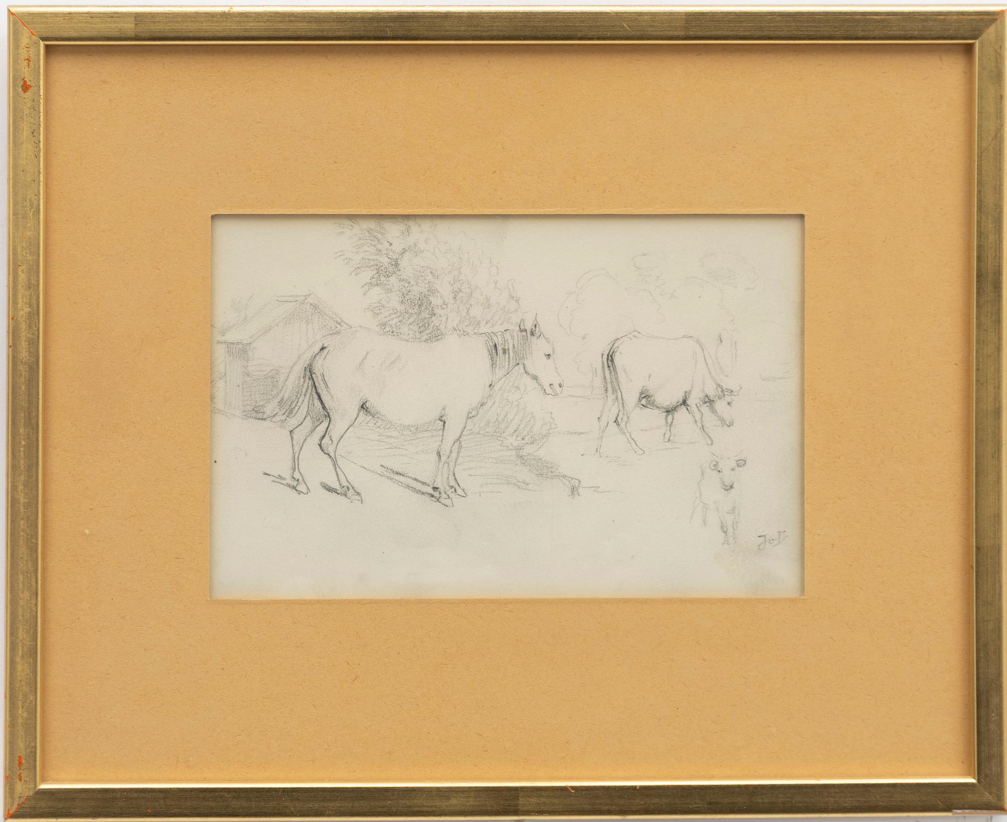 Fritz von Dardel, Lantliga scener, blyertsteckningar, 3 st.