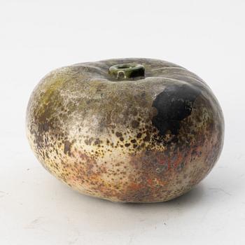Hans Hedberg, a glazed faience sculpture of a pumpkin, Biot, signed.