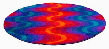 Verner Panton, matta, "Wave", maskingjord rya, diameter ca 243 cm, Unika Vaev, Danmark.