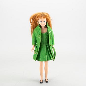 BARBIEDOCKOR, 5 st, Mattel, kläder och kartonger medföljer. 1960-tal.