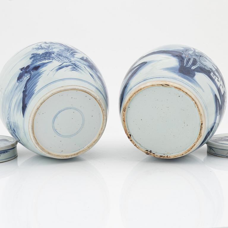 Two blue and white ginger jars, Qing Dynasty, China, 19th century.