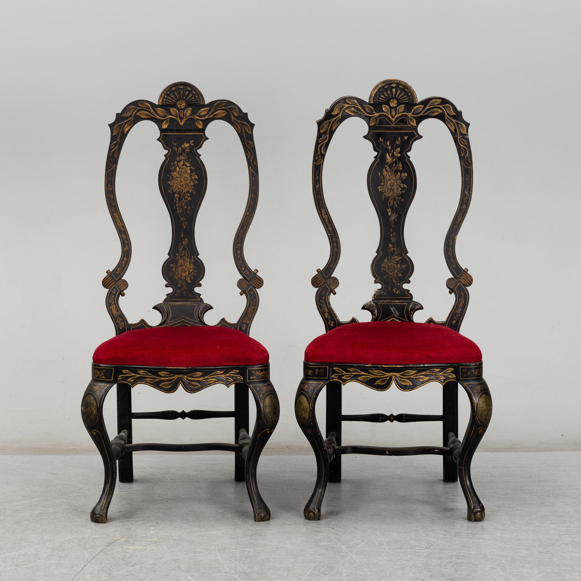 Stolar, ett par, senbarockstil, 1800-tal.
