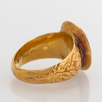 Ring, fasettslipad citrin, 18K guld, Finland 1851.