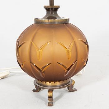 Edvin Ollers, bordslampa Elme glasbruk Swedish Grace 1930-tal.