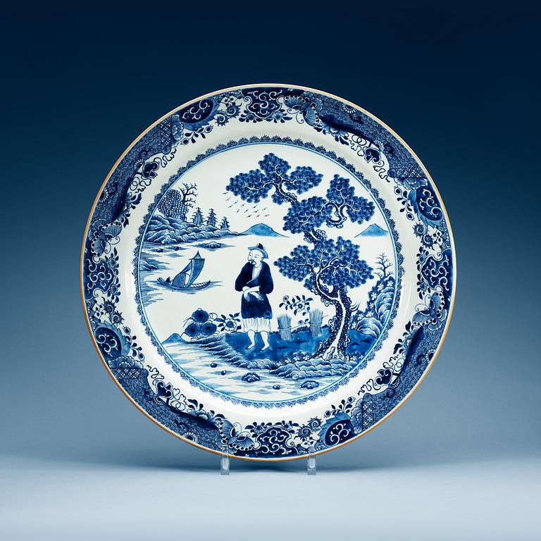 A blue and white charger, Qing dynasty, Qianlong (1736-95).