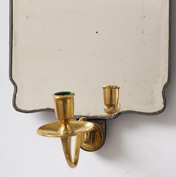 A pair of Gustavian engraved glass one-branch girandole mirrors by N. Meunier (master in Stockholm 1754-97).