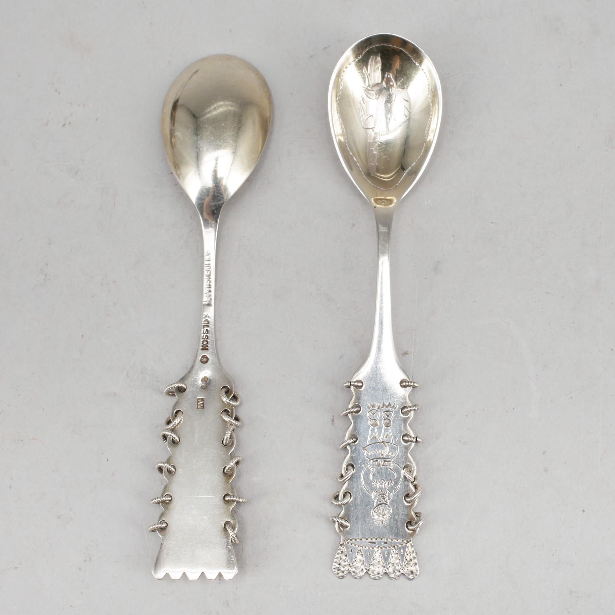 PARTI SILVER, 9 delar, bland annat Fritz Olsson, Luleå, 1952, vikt ca 322 g.