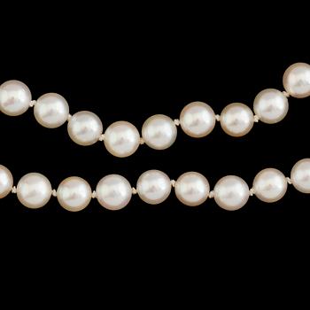 COLLIER, odlade saltvattenspärlor, lås i silver.