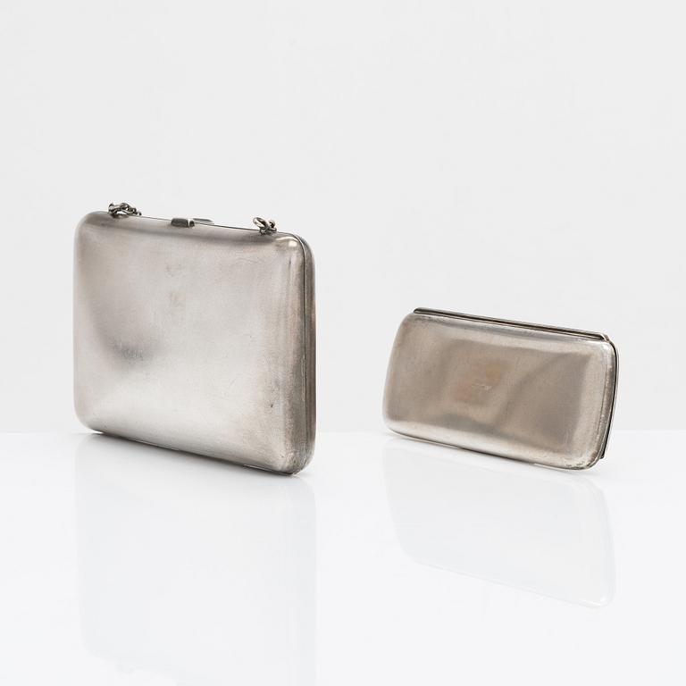 A silver evening bag and eyeglass case, Oulu 1926 and Turku 1934, Finland.