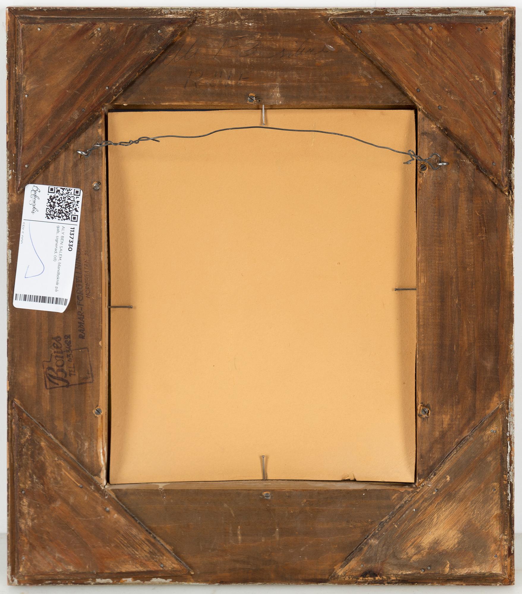 ALY BEN SALEM, mixed media on glass, signed.