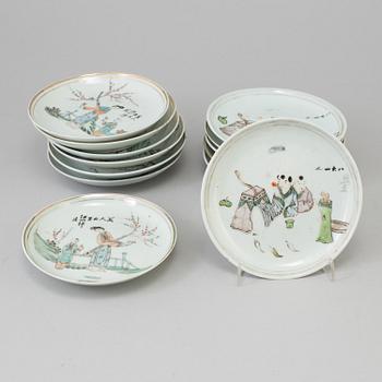 A set of 14 Chinese famille rose porcelain dishes.