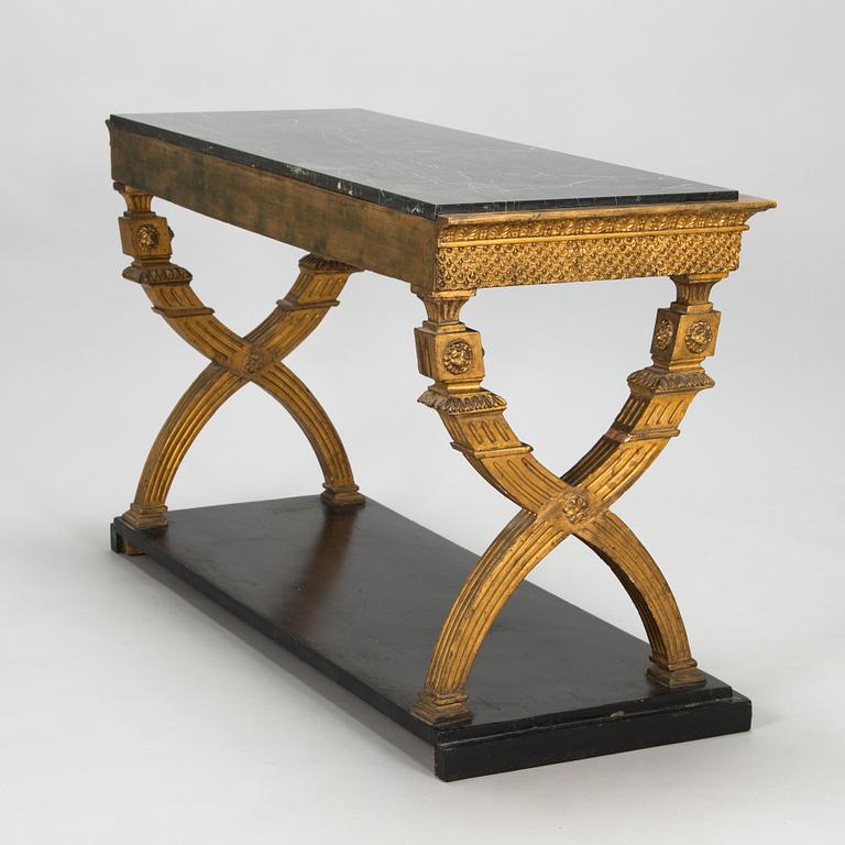 A late Gustavian bronzed console table from circa 1800.