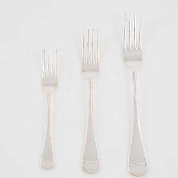 A 131-pice silver flat wear set, "Svensk Rund", GAB & C.G.Hallberg, Sweden, 1952-1990.