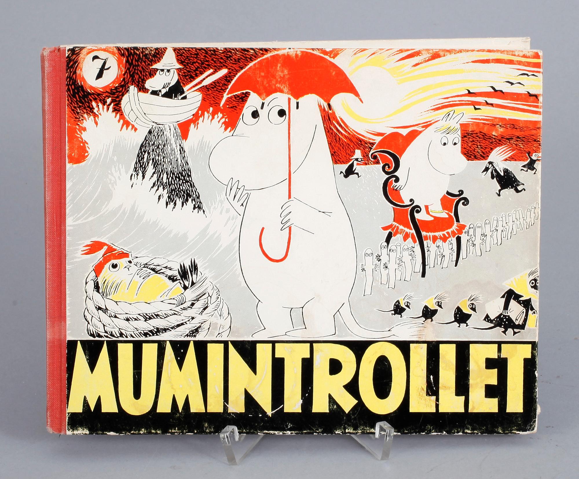 PARTI MUMINFIGURER Atelier Fauni SAMT BÖCKER, 13 delar, 1950-60-tal.