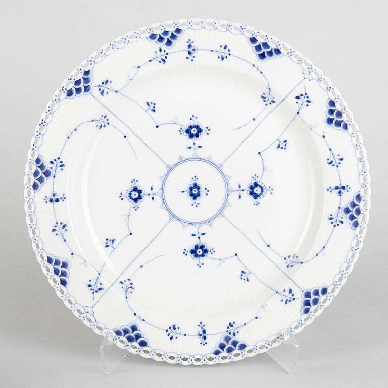 A large 'Blue Fluted Full Lace' porcelain dish, Royal Copenhagen, model number 1042, 1898-1923.