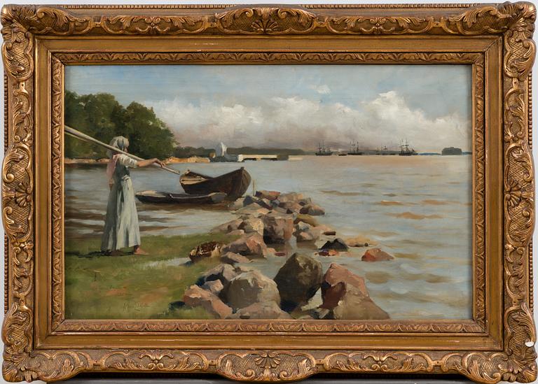 ALBERT EDELFELT, PÅ VÄG TILL RODDBÅTEN.