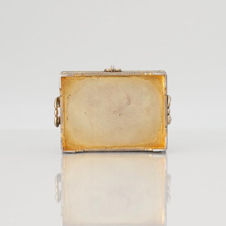 A Russian silver-gilt and cloisonné enamel casket, mark of Ivan Saltykov, Moscow, 1896-1908.