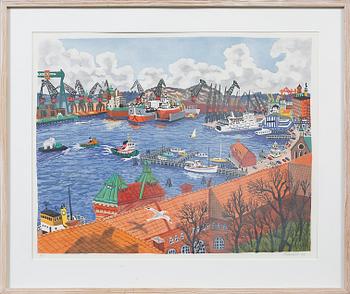 MONA HUSS WALLIN, färglitografi, provtryck, signerad och daterad -77.