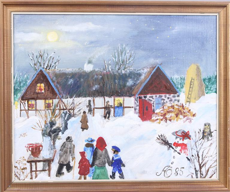 ALMA ÖHRSTRÖM, olja på pannå, sign o dat -85.